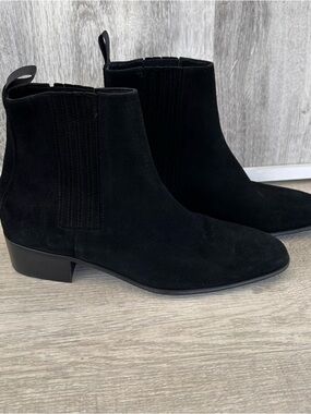 The Kooples Chelsea Ankle Boots Black Suede Leather Women 40 10 Quiet Luxury EUC